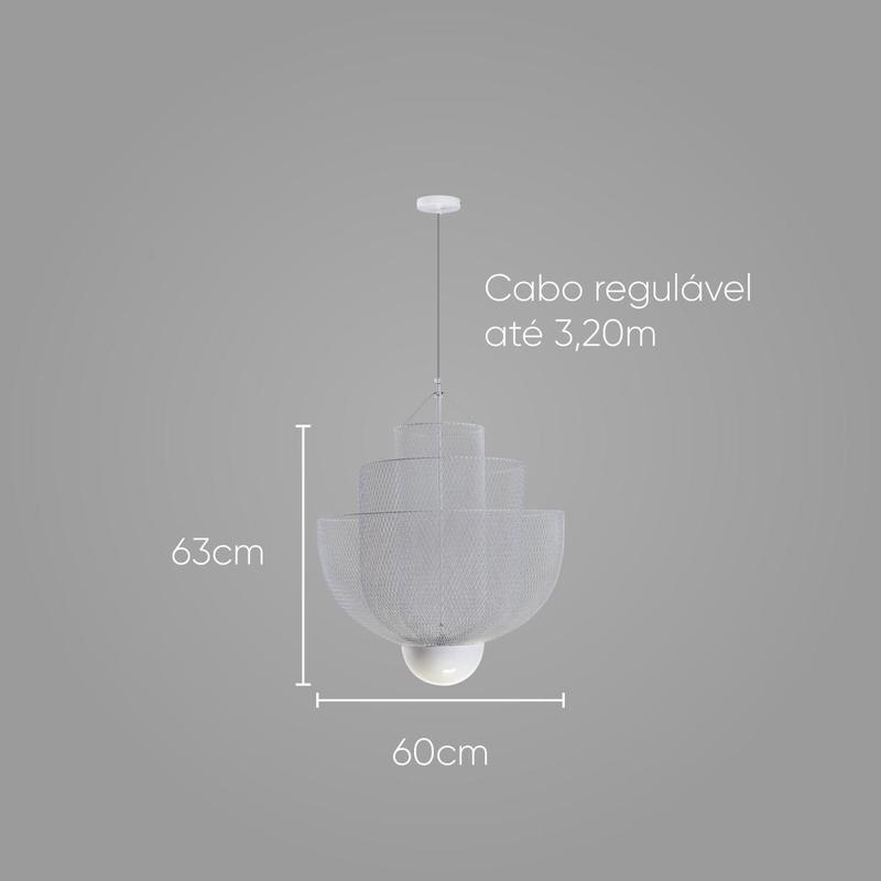 Pendente Adelina Branco Fosco LED 60cm ZR154-WH Starlux ST2607